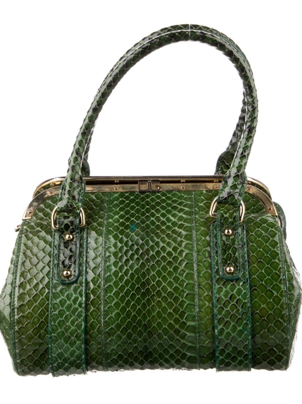 Dolce & Gabbana Green Python-Texture Top-Handle Women's Bag - Picture 2 of 7